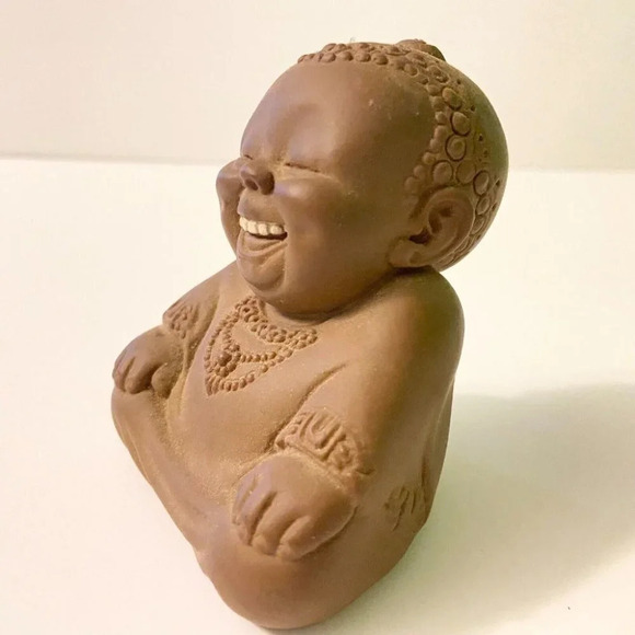 Vintage Rose Oneill Laughing Buddha Vinyl Toy 3  1/2 Inch Does Not Squeak - Picture 11 of 12